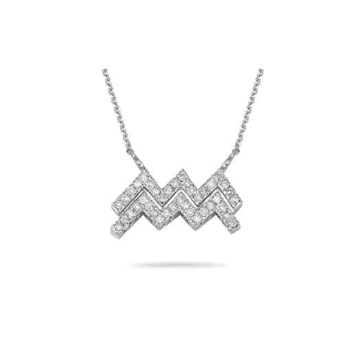 0.35-0.40 Cts SI2-I1 clarity & I-J color Diamond Aquarius Zodiac Pendant in 14K White Gold
