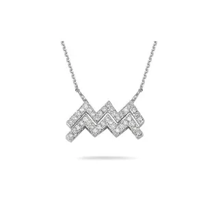 0.35-0.40 Cts SI2-I1 clarity & I-J color Diamond Aquarius Zodiac Pendant in 14K White Gold