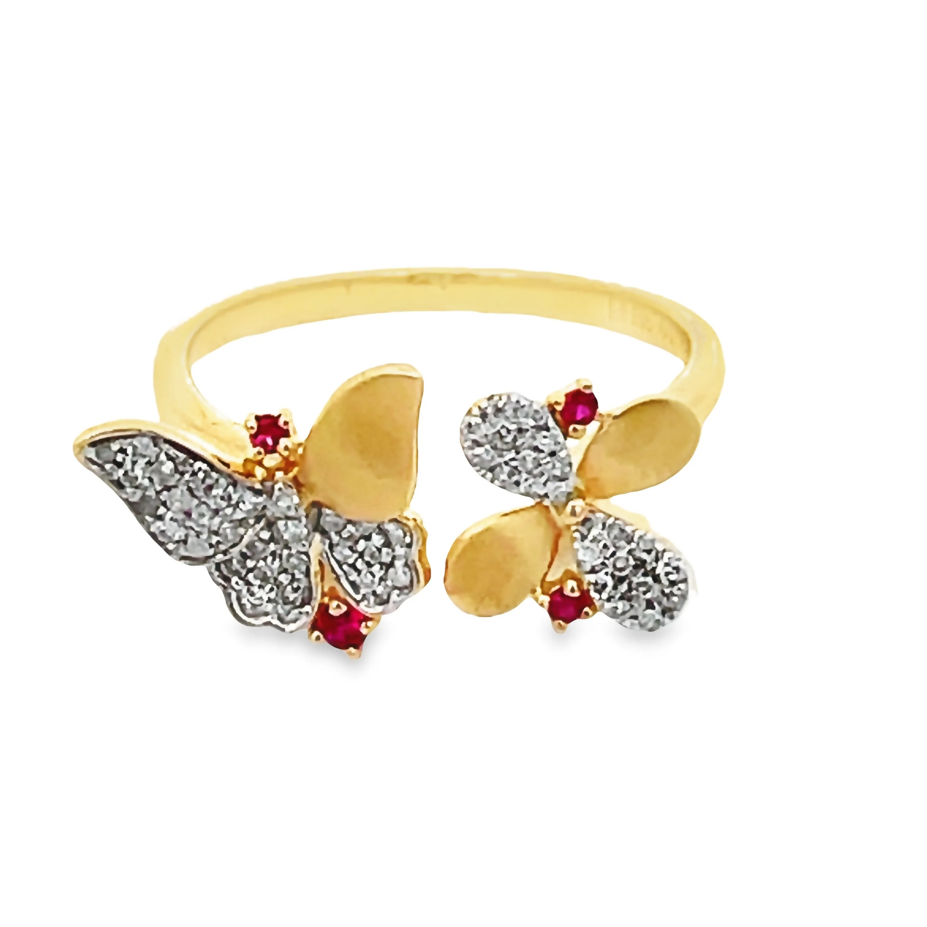 14K Butterfly Diamond & Ruby Ring