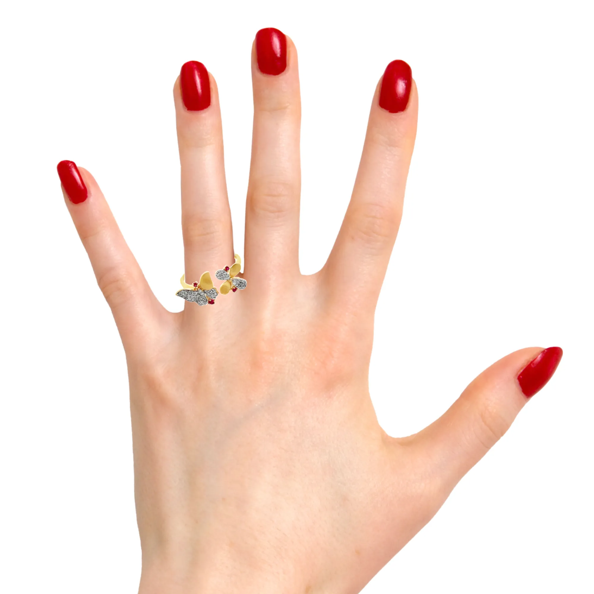 14K Butterfly Diamond & Ruby Ring