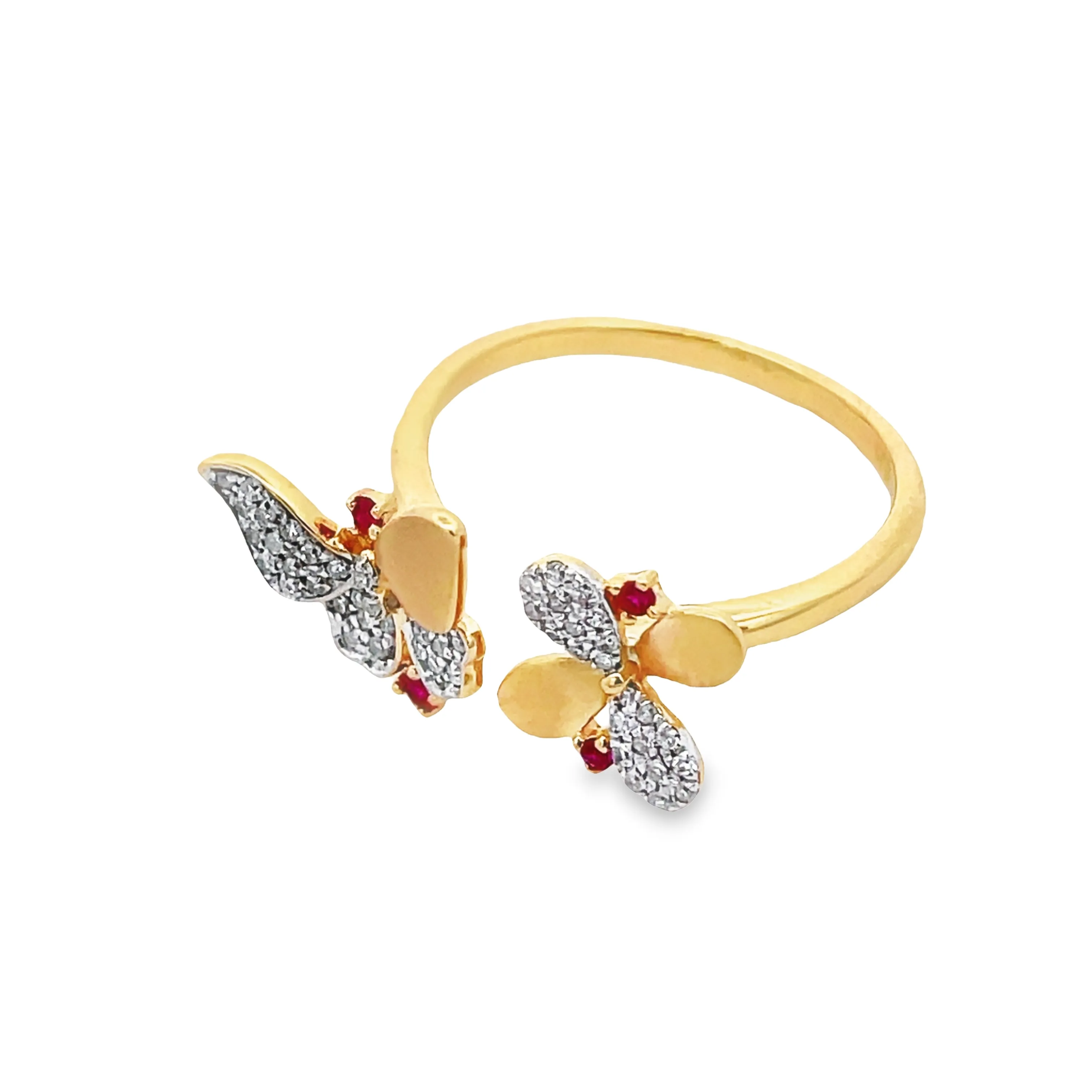 14K Butterfly Diamond & Ruby Ring