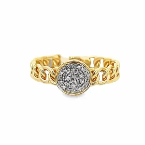 14K Circle Pave Link Ring