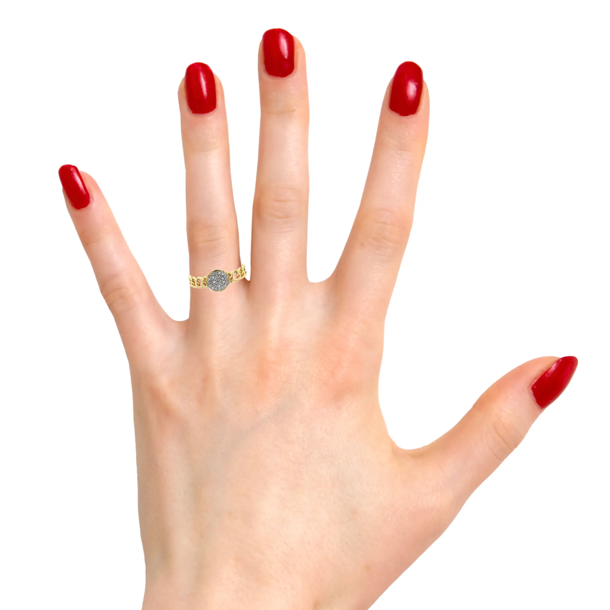14K Circle Pave Link Ring