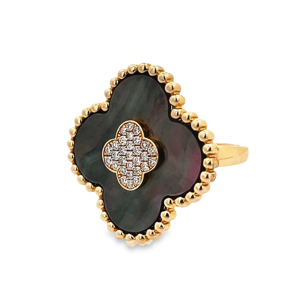 14K Mother of Pearl Clover Ring