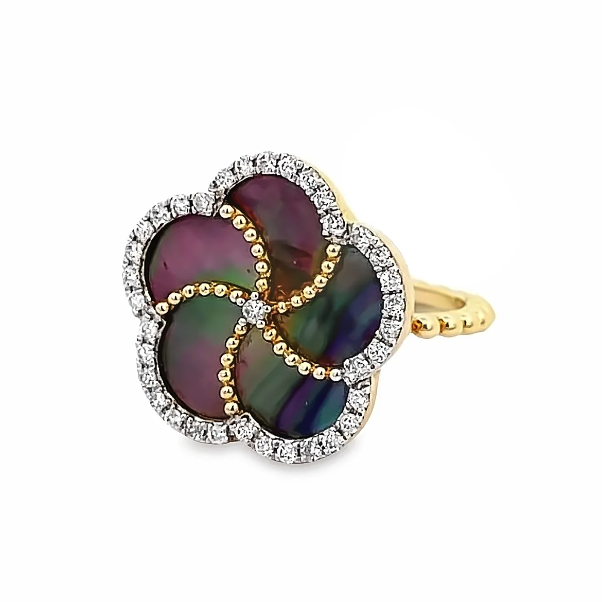 14K Mother of Pearl Flower Ring