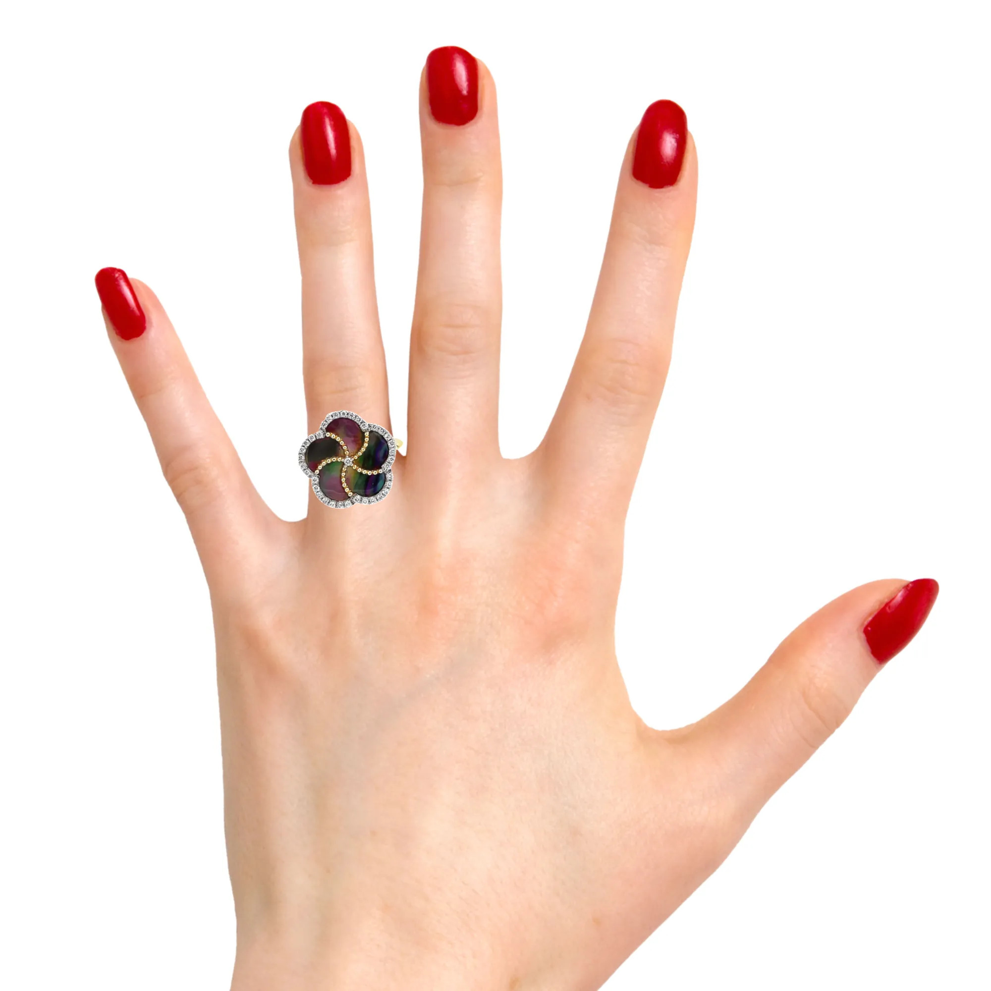 14K Mother of Pearl Flower Ring