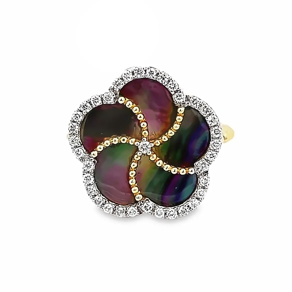 14K Mother of Pearl Flower Ring