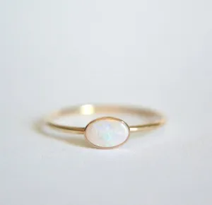 14k Oval Natural Opal Ring
