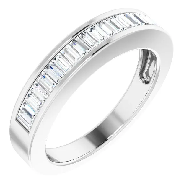 14K White Gold 1/2 CTW Baguette Diamond Anniversary Band