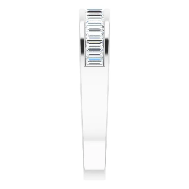 14K White Gold 1/2 CTW Baguette Diamond Anniversary Band