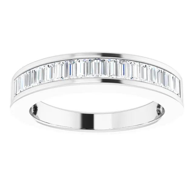 14K White Gold 1/2 CTW Baguette Diamond Anniversary Band