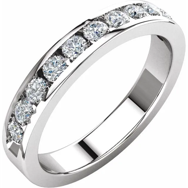 14K White Gold 1/2 CTW Round Diamond Anniversary Band