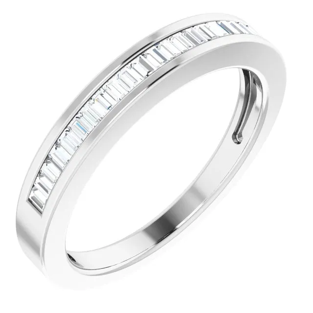 14K White Gold 1/4 CTW Baguette Diamond Anniversary Band