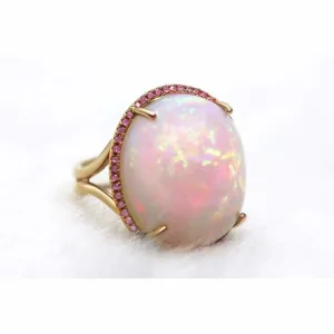 25.77CT OPAL RING WITH FINE QUALITY SAPPHIRES AT REGARD IN AUSTIN, TEXAS