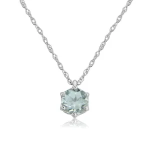 9ct White Gold Aquamarine Pendant Necklace