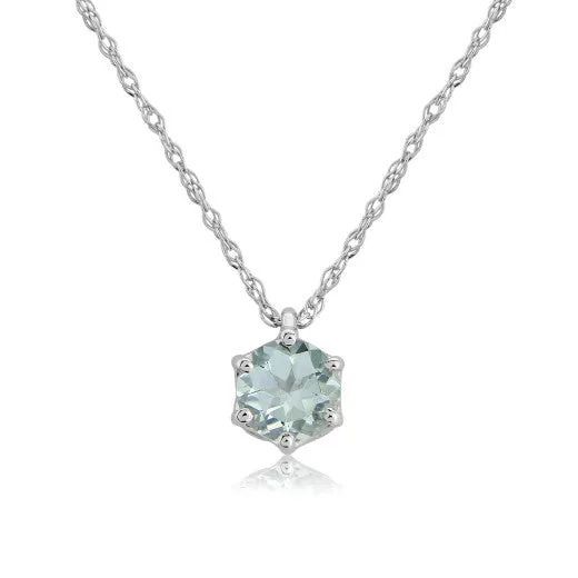 9ct White Gold Aquamarine Pendant Necklace