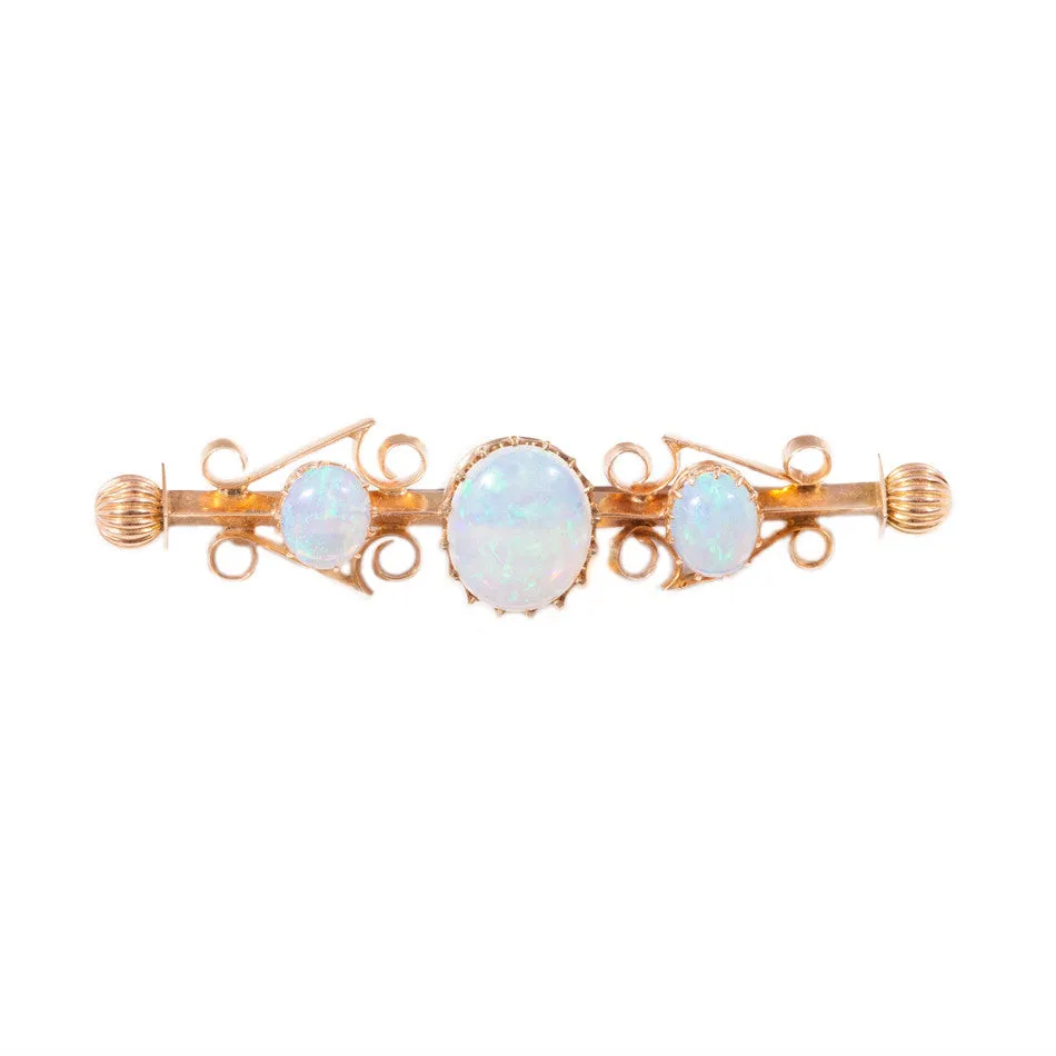 Antique white opal brooch in 15ct gold