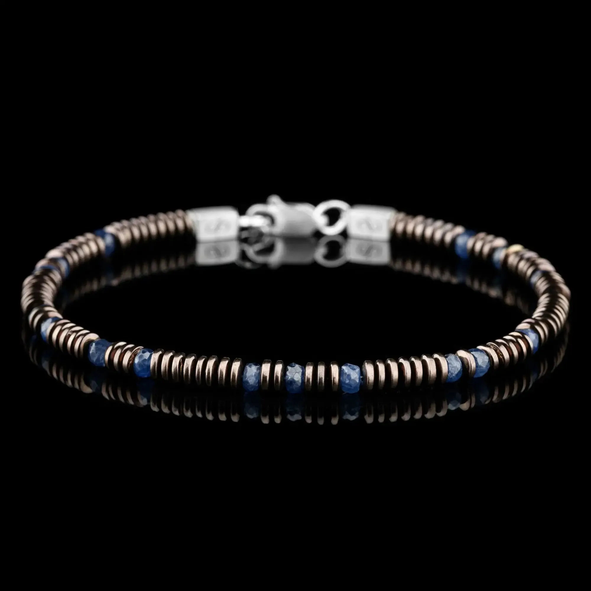 Blue Sapphire  – Hematite bracelet XII (3.5-4mm)