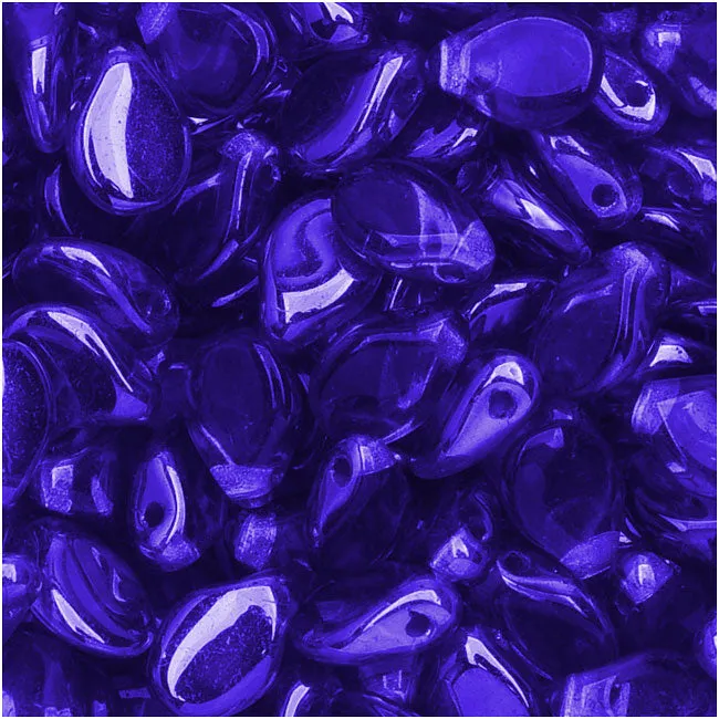 Czech Glass Pip Beads, Smooth Drops 7x5mm, Cobalt Blue, Pack of 48