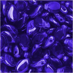 Czech Glass Pip Beads, Smooth Drops 7x5mm, Cobalt Blue, Pack of 48