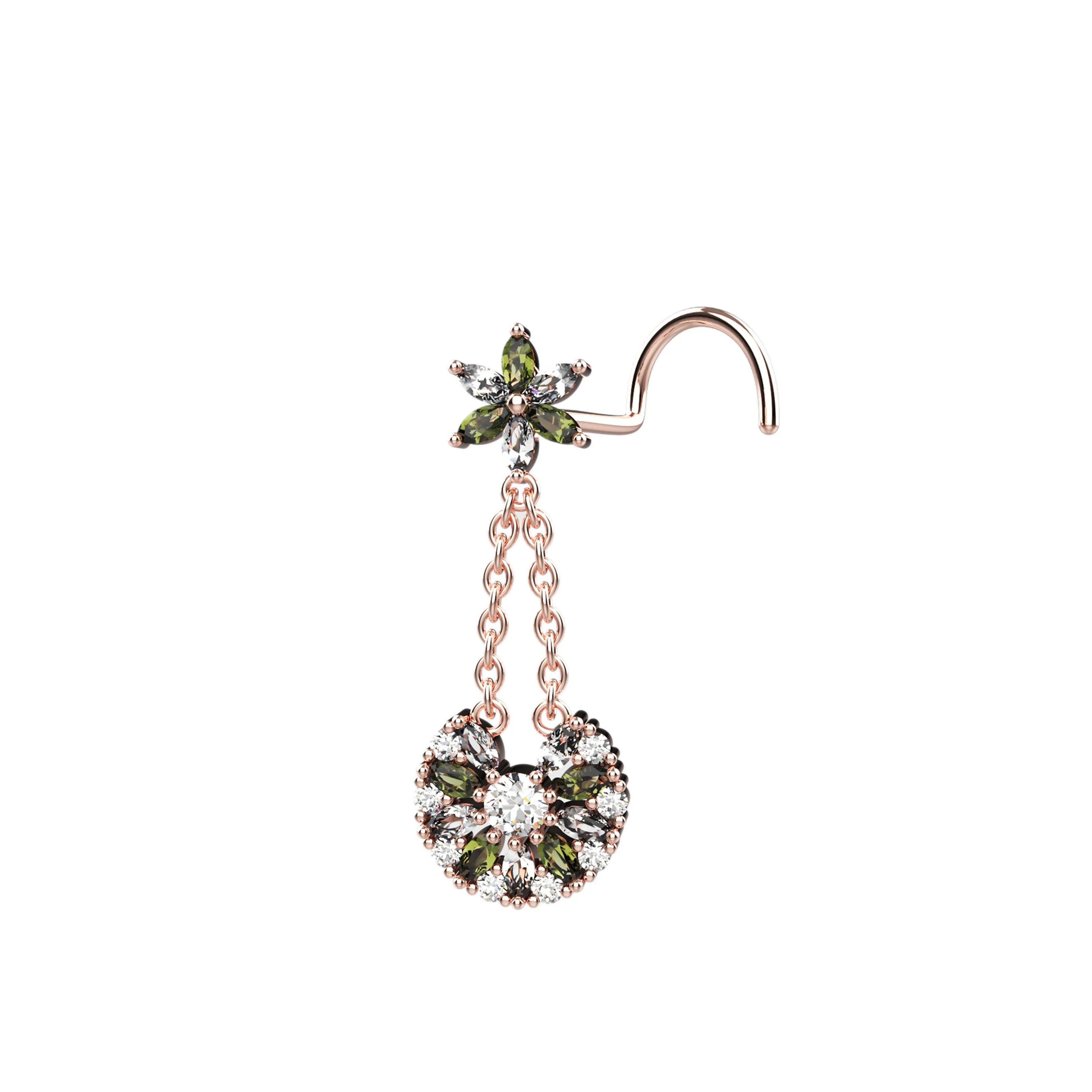 Dangle Nose Studs Gold  – Elegant Nose Piercing Jewelry for Women