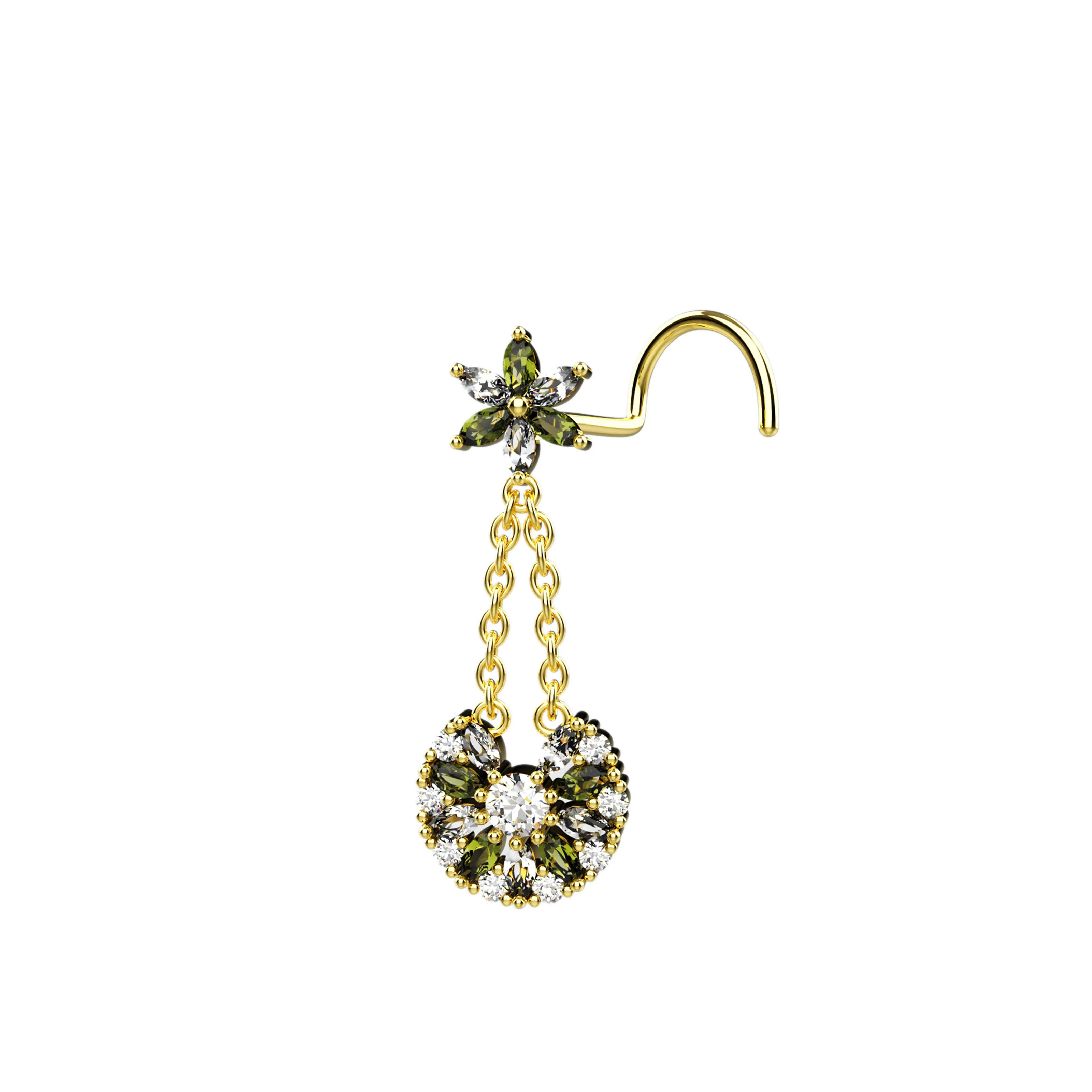 Dangle Nose Studs Gold  – Elegant Nose Piercing Jewelry for Women
