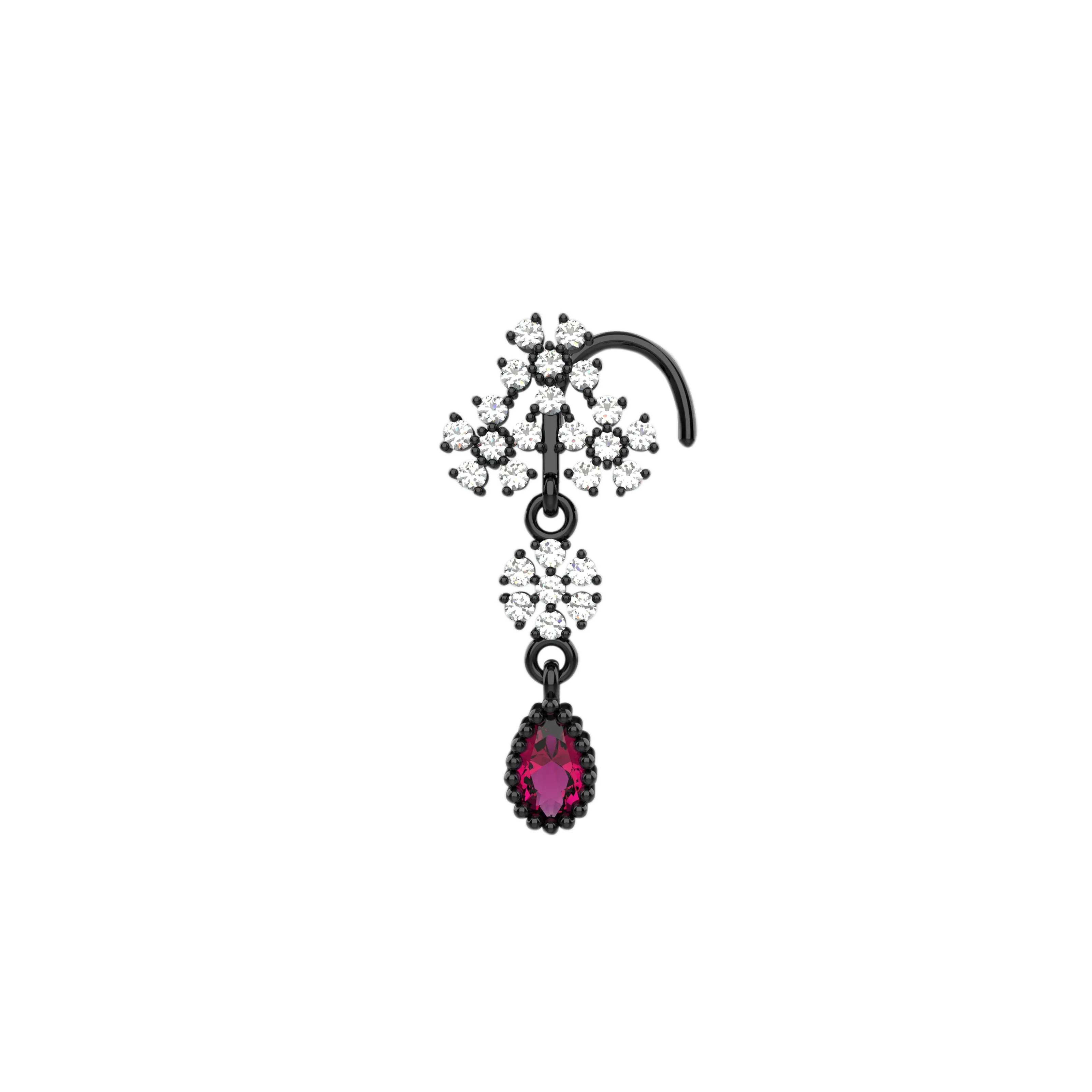 Dangle Pink Nose Ring – Delicate Nose Piercing Jewelry for Women