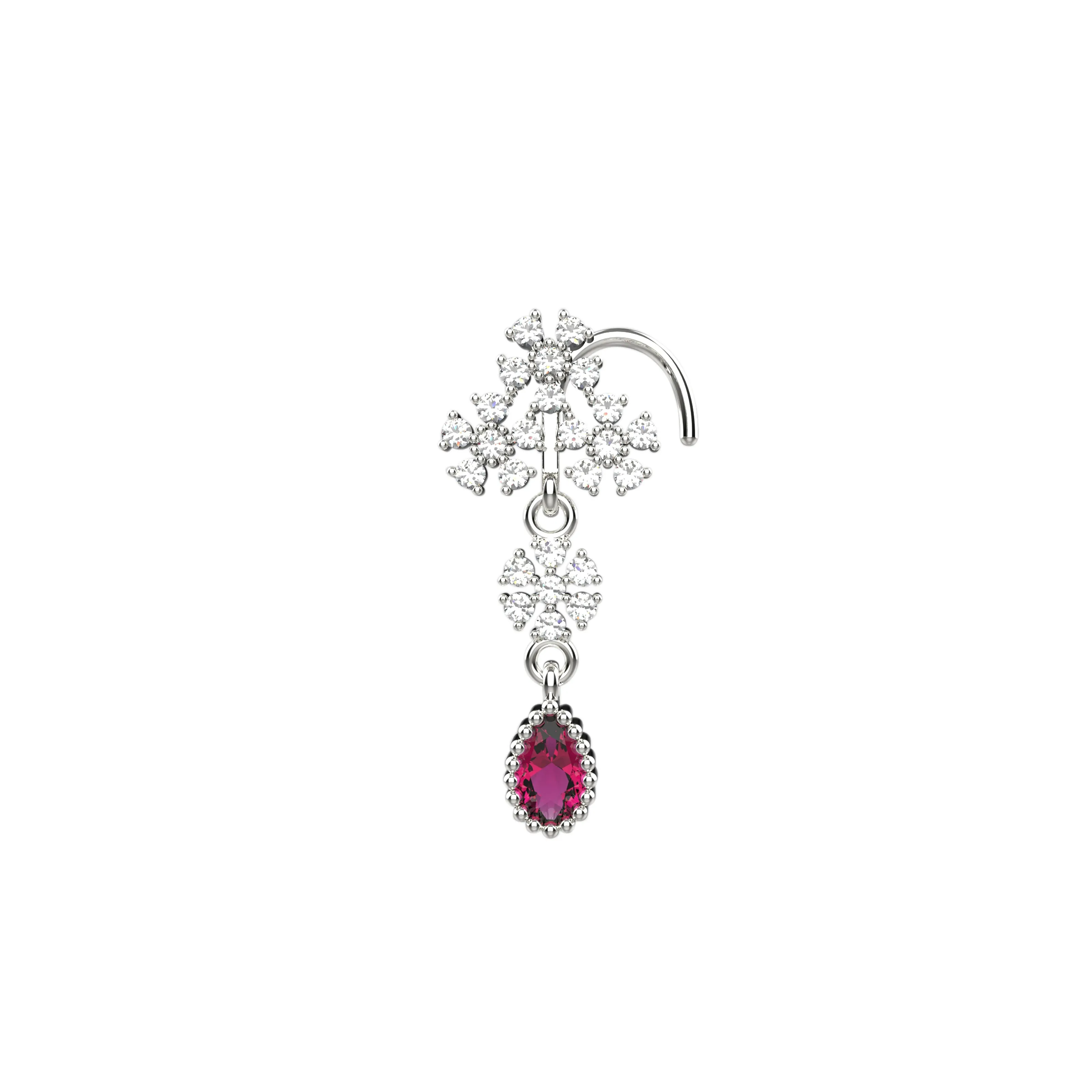 Dangle Pink Nose Ring – Delicate Nose Piercing Jewelry for Women