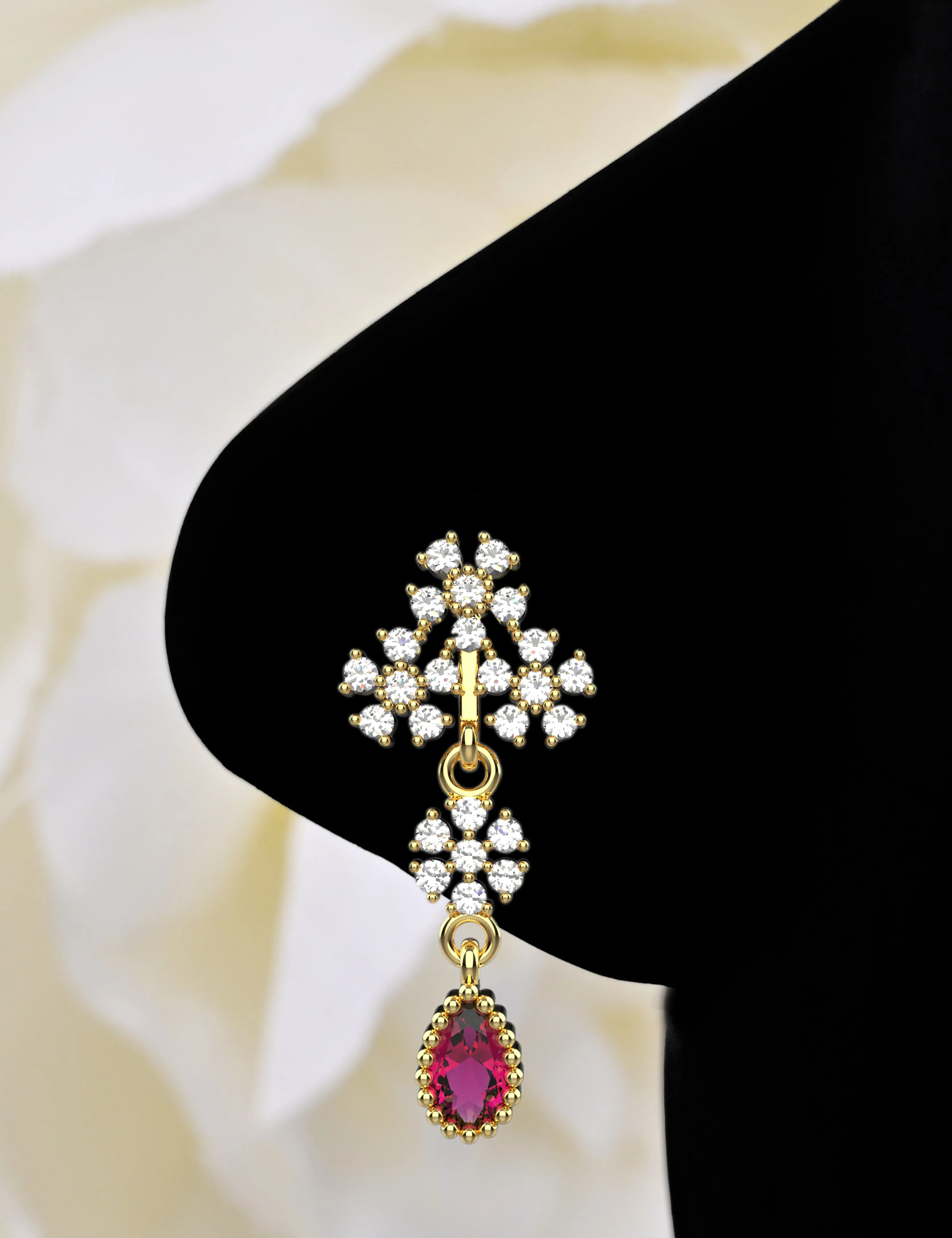 Dangle Pink Nose Ring – Delicate Nose Piercing Jewelry for Women