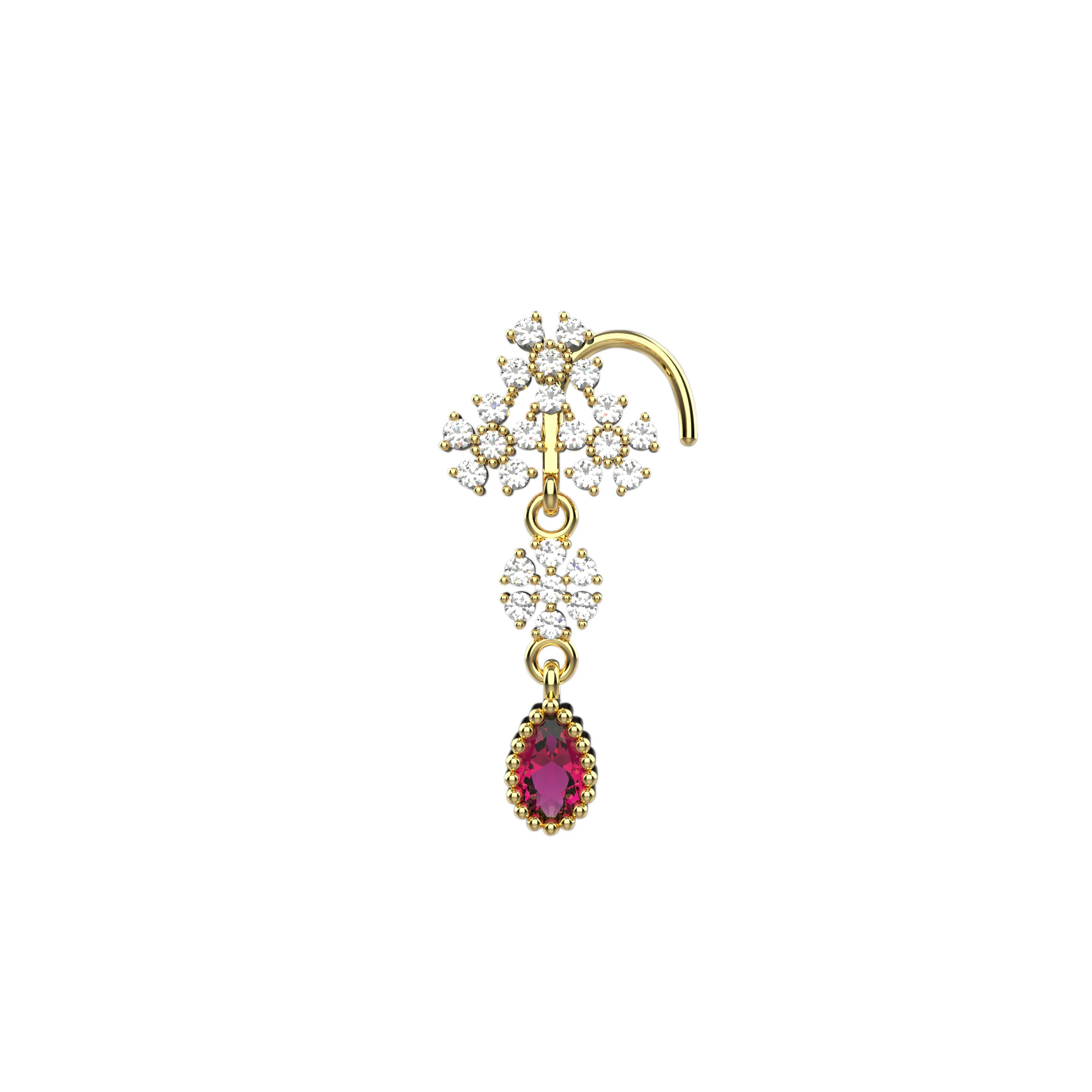 Dangle Pink Nose Ring – Delicate Nose Piercing Jewelry for Women