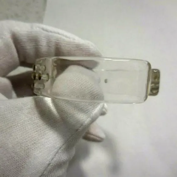 Dior Clear Lucite Cuff Bracelet w Gunmetal Studs
