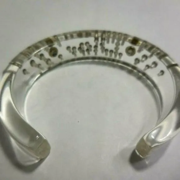 Dior Clear Lucite Cuff Bracelet w Gunmetal Studs