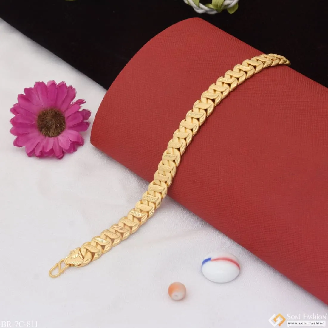 Distinctive Design Best Quality Gold Plated Pokal Bracelet For Men - Style C811