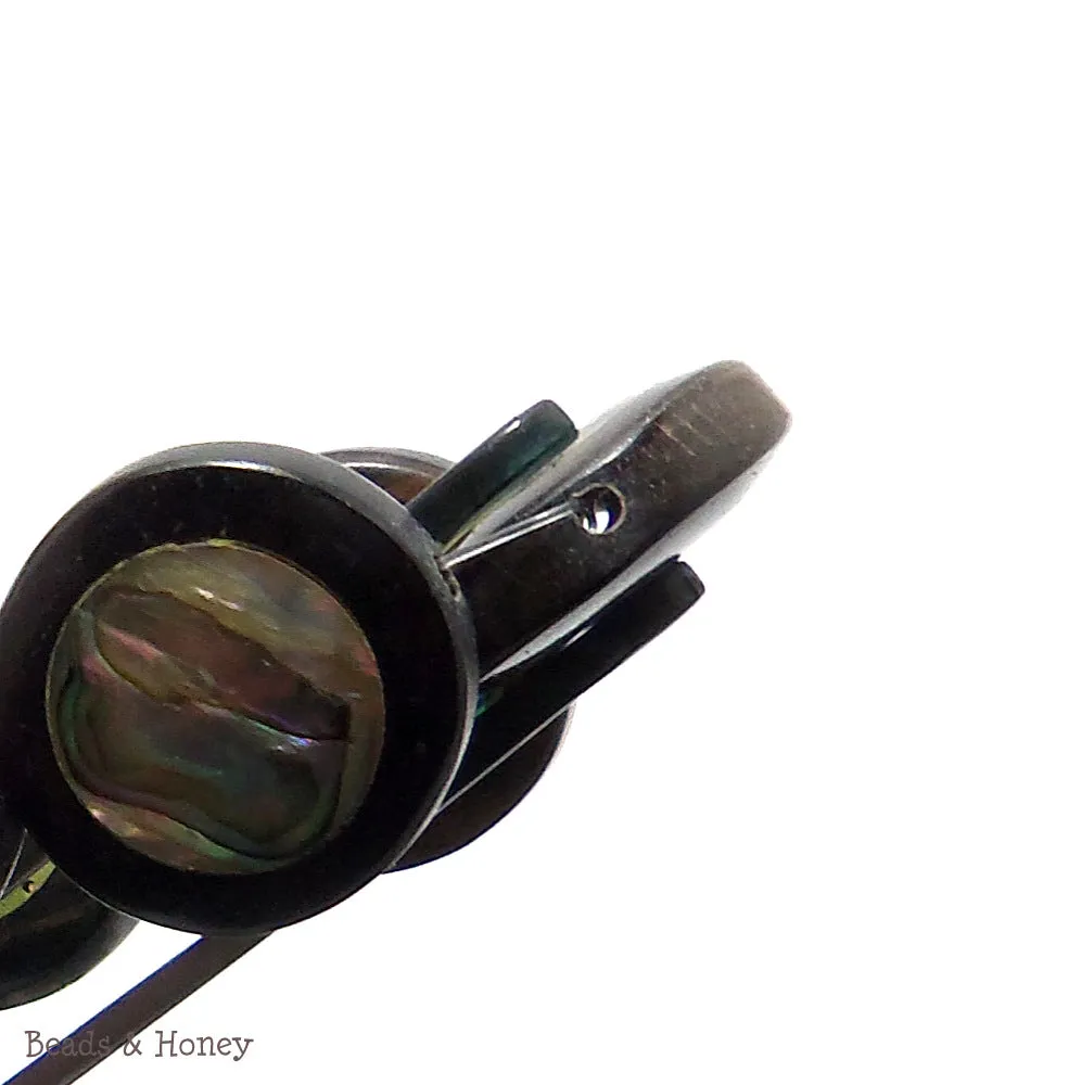 Ebony Wood with Abalone Shell Coin Flat 20mm (10pcs)