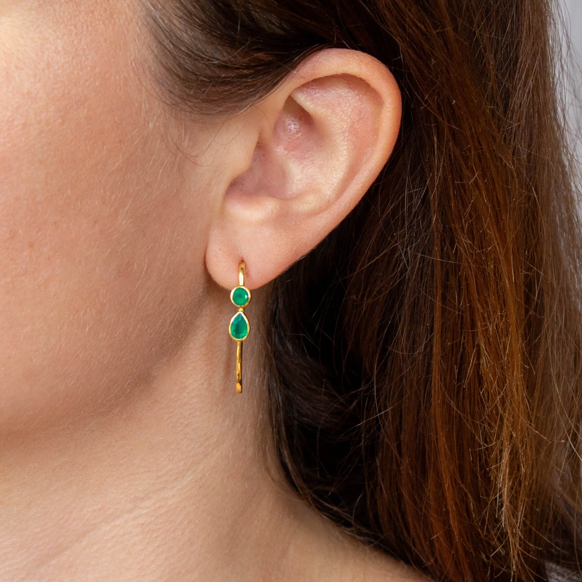 Gemstone and Gold Stella Hoops