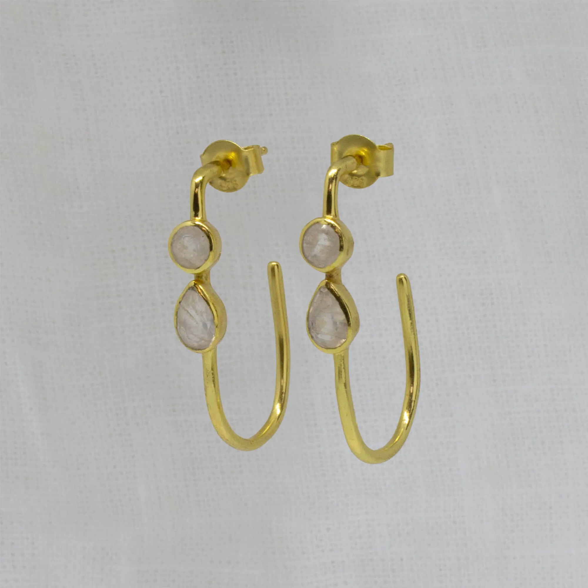 Gemstone and Gold Stella Hoops