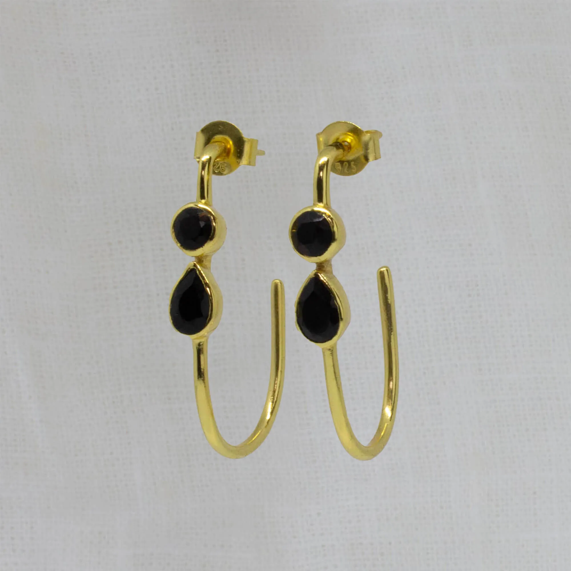 Gemstone and Gold Stella Hoops