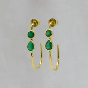 Gemstone and Gold Stella Hoops