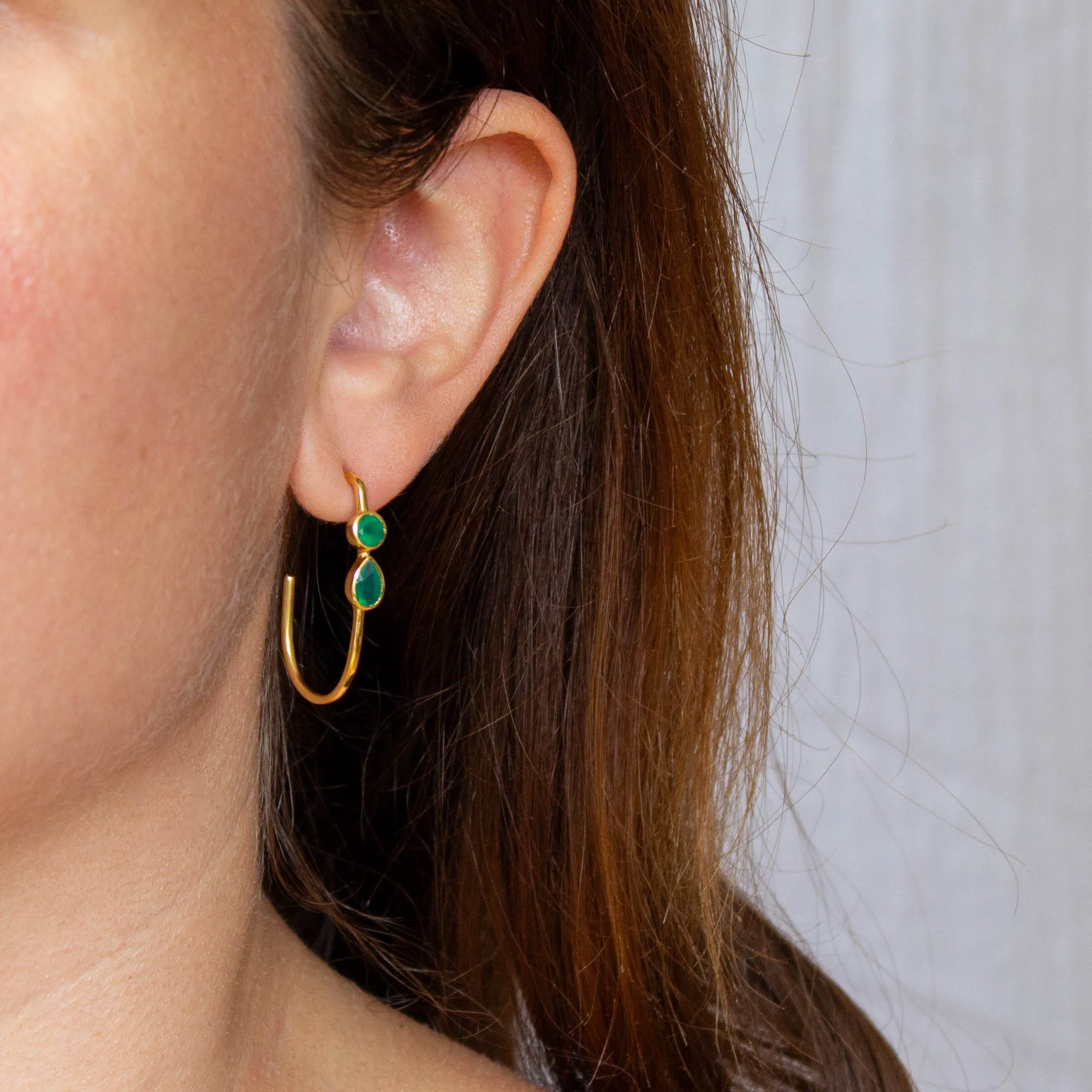 Gemstone and Gold Stella Hoops