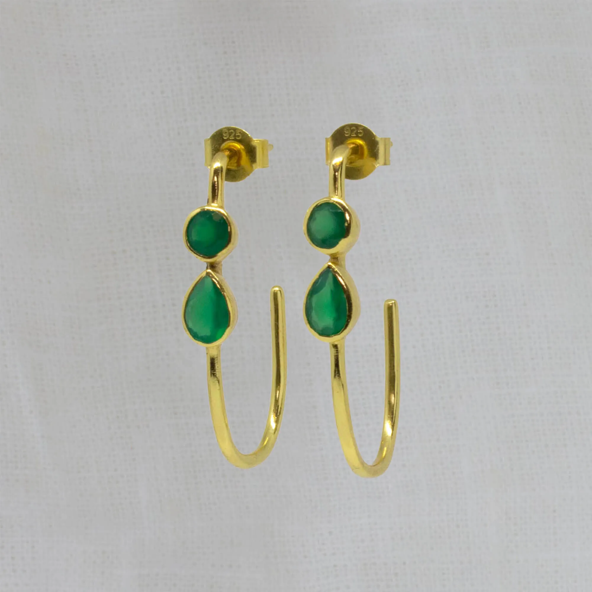 Gemstone and Gold Stella Hoops