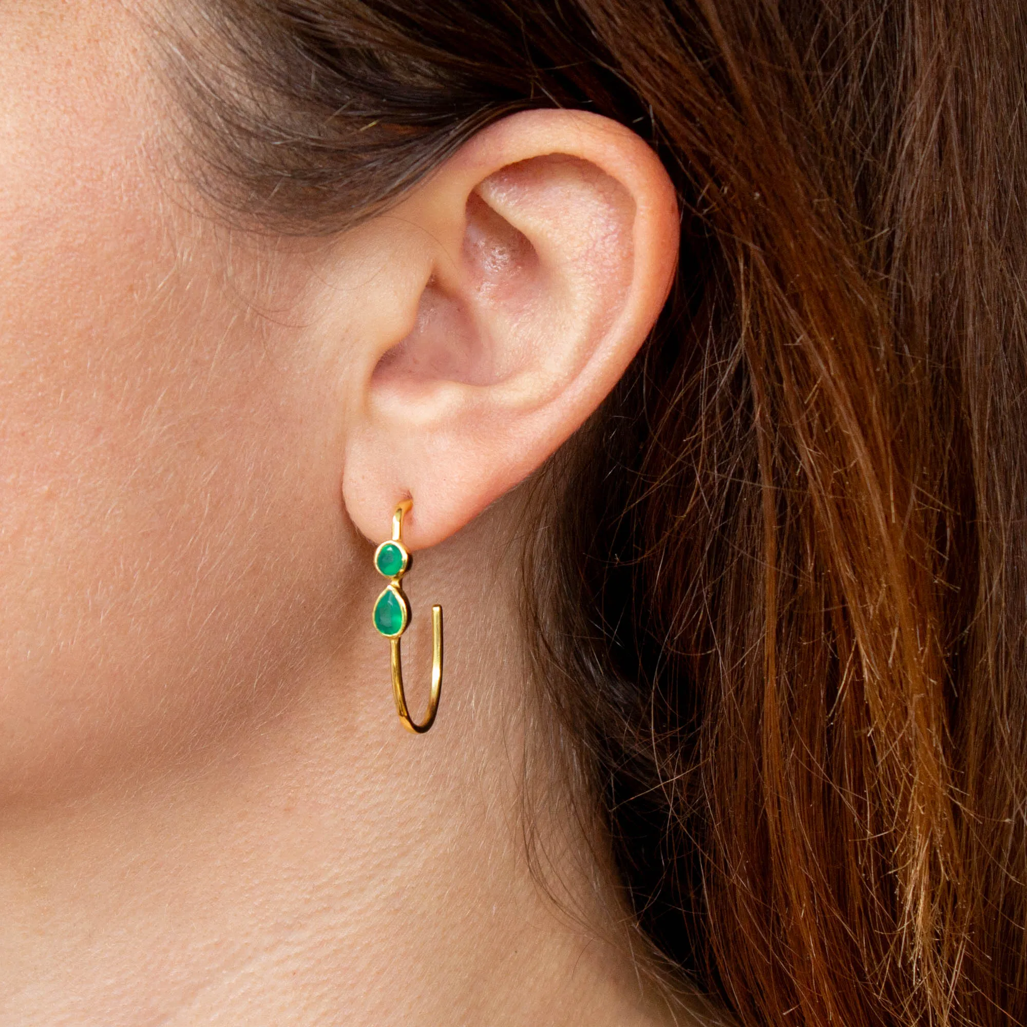 Gemstone and Gold Stella Hoops