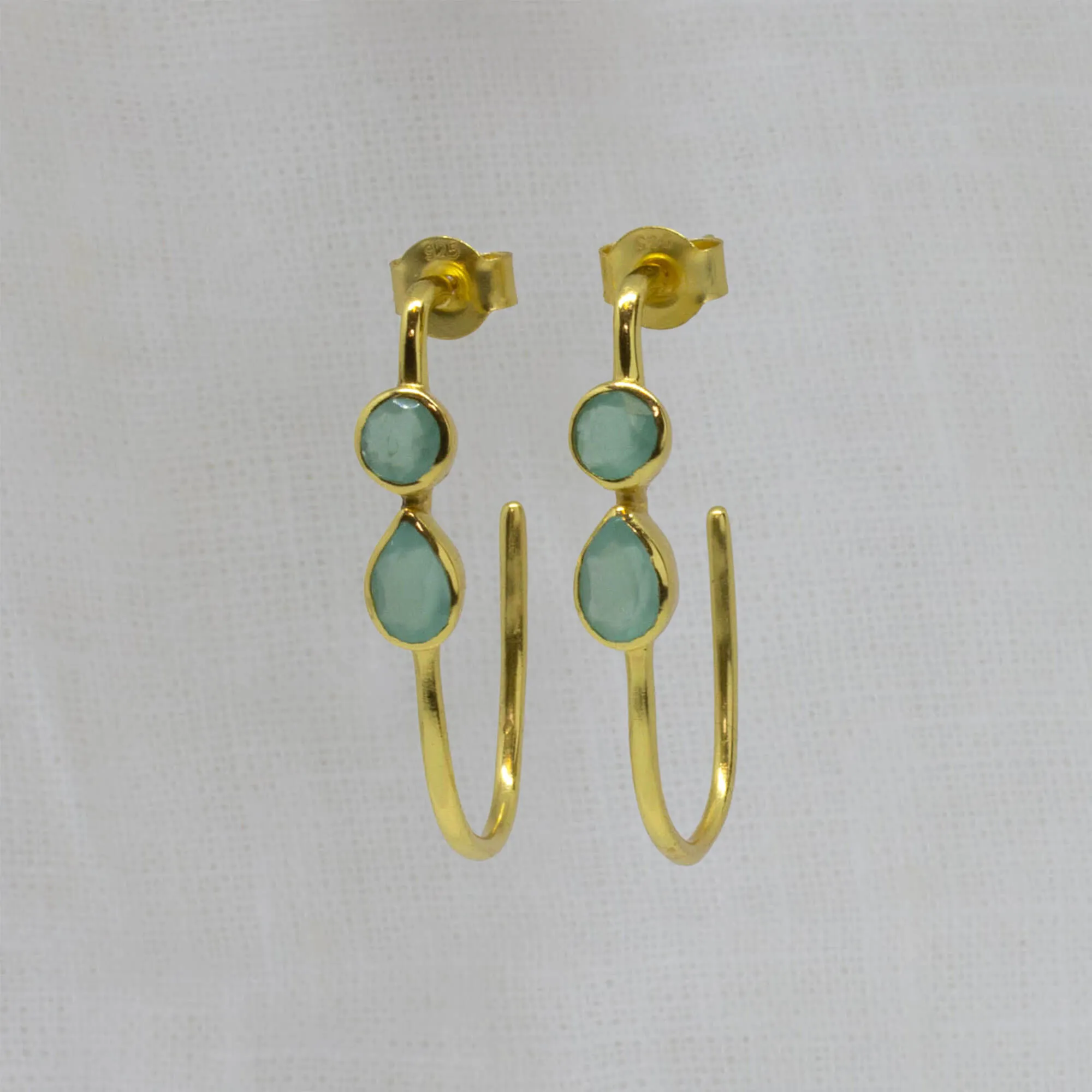 Gemstone and Gold Stella Hoops