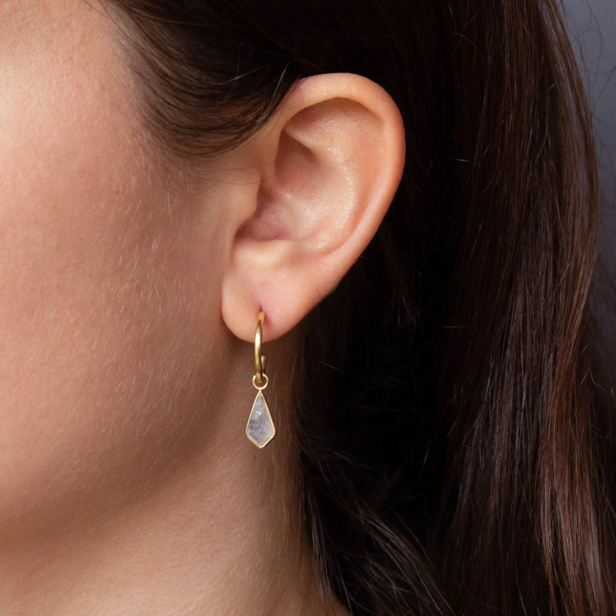 Gold and Gemstone Kite Charm Hoops