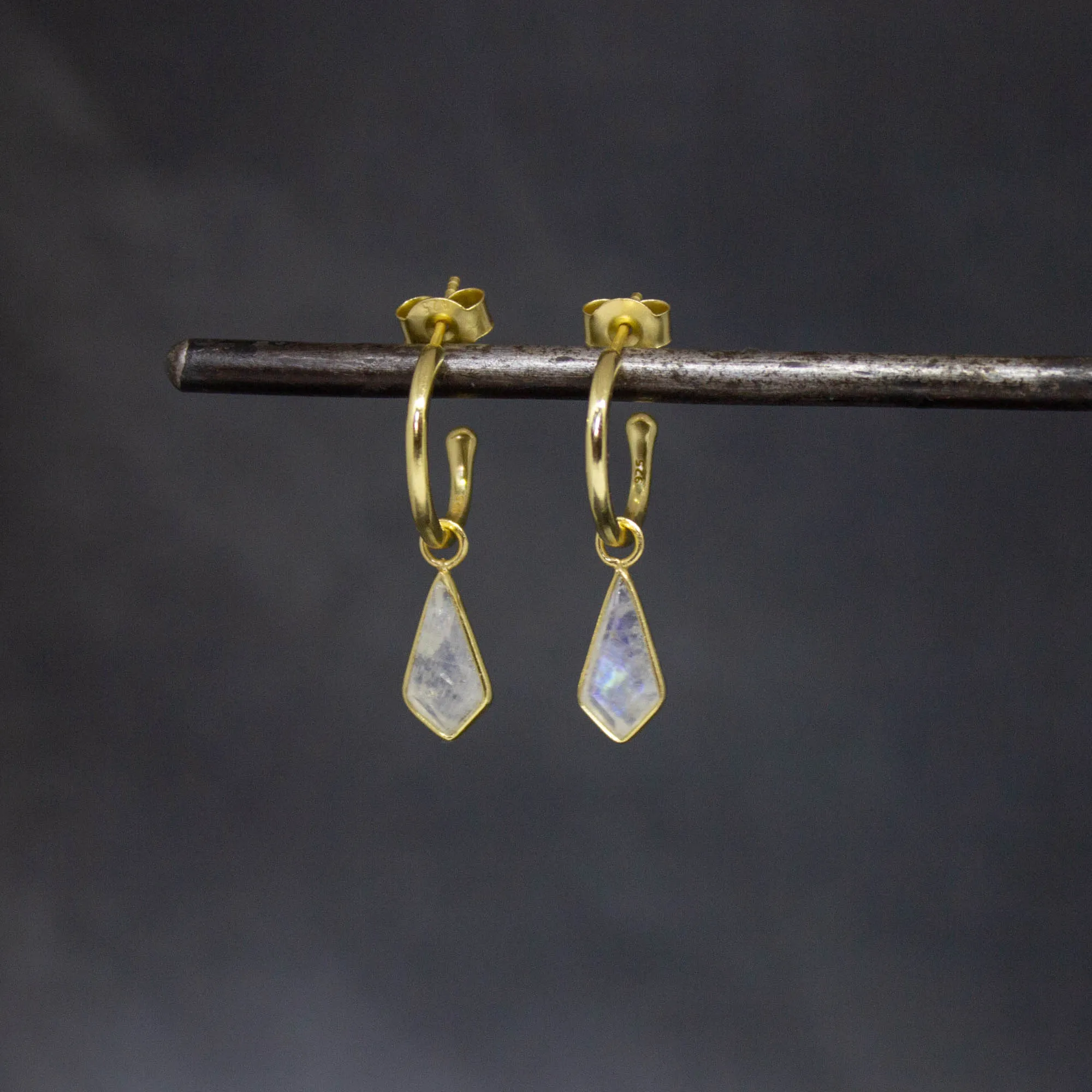 Gold and Gemstone Kite Charm Hoops