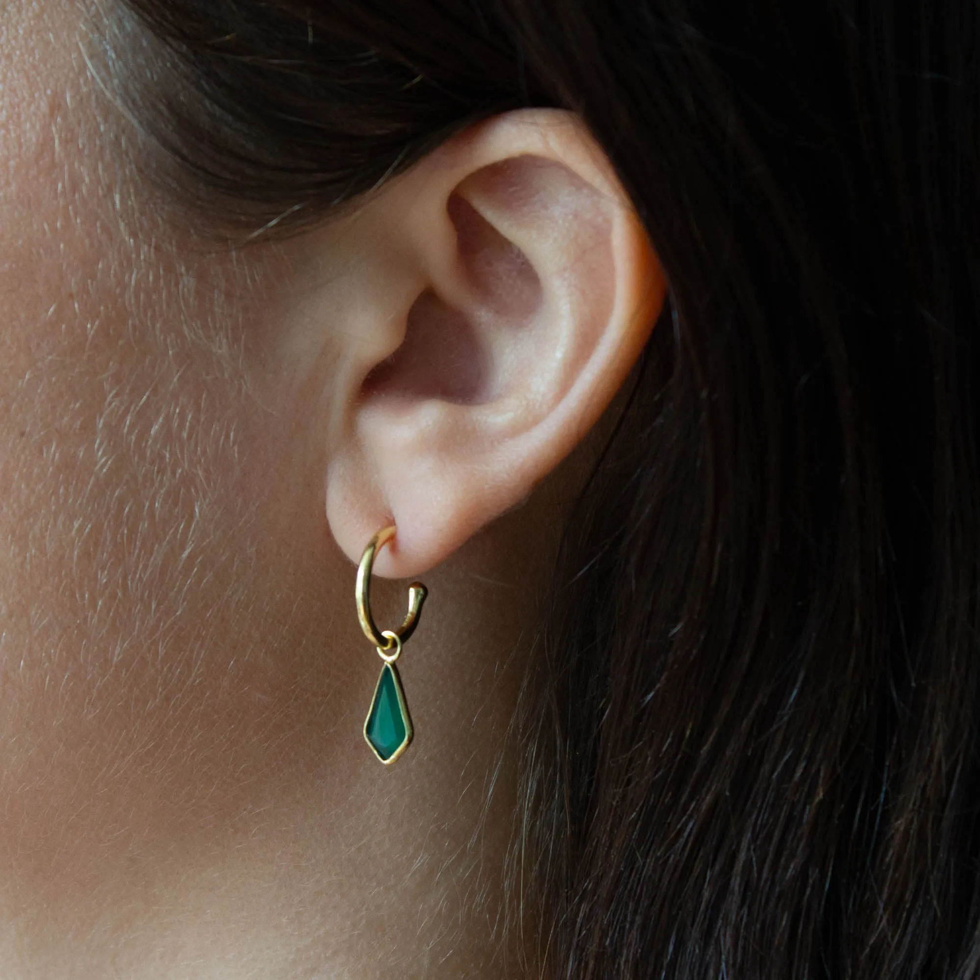 Gold and Gemstone Kite Charm Hoops