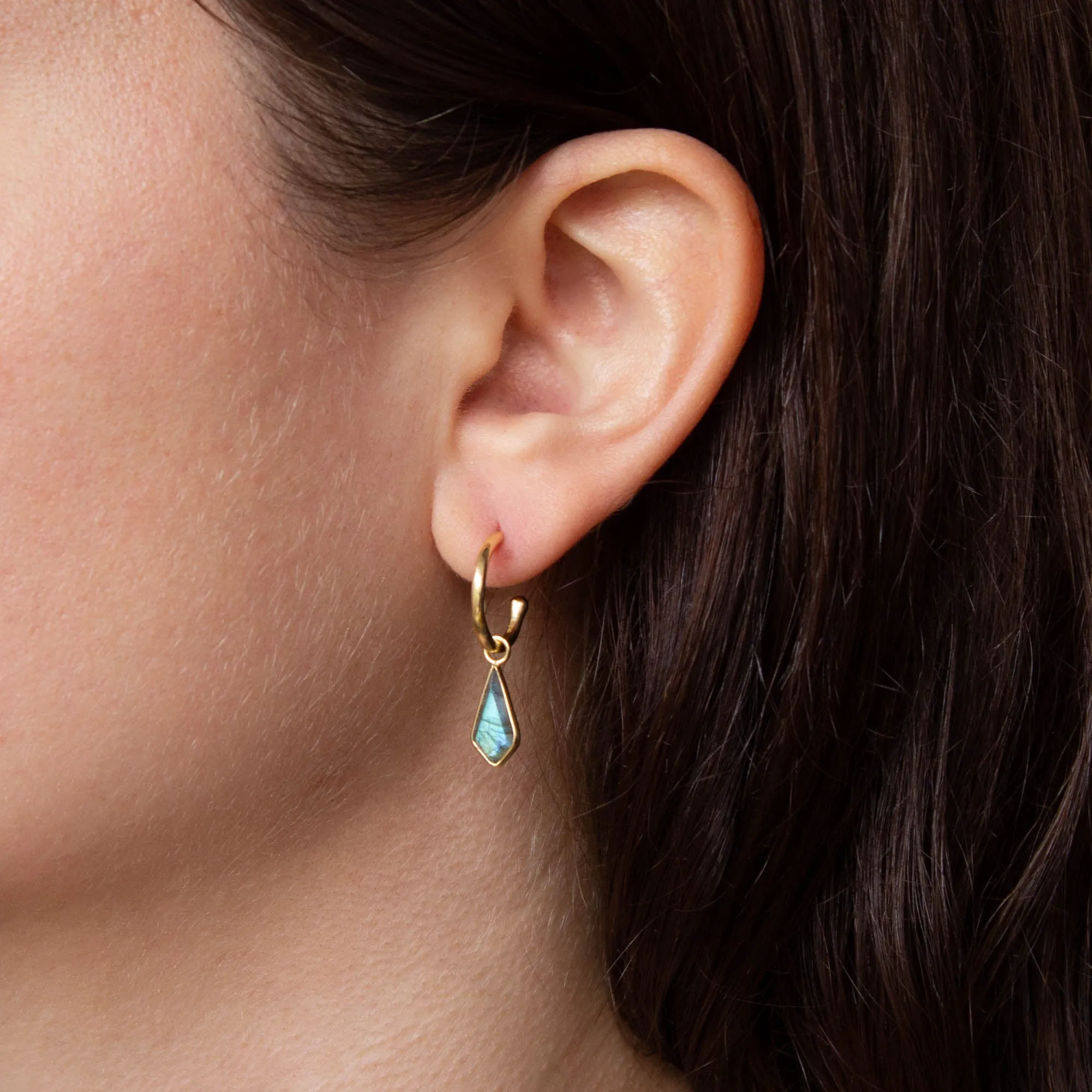 Gold and Gemstone Kite Charm Hoops