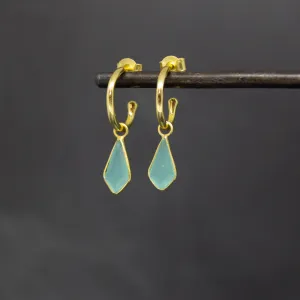 Gold and Gemstone Kite Charm Hoops