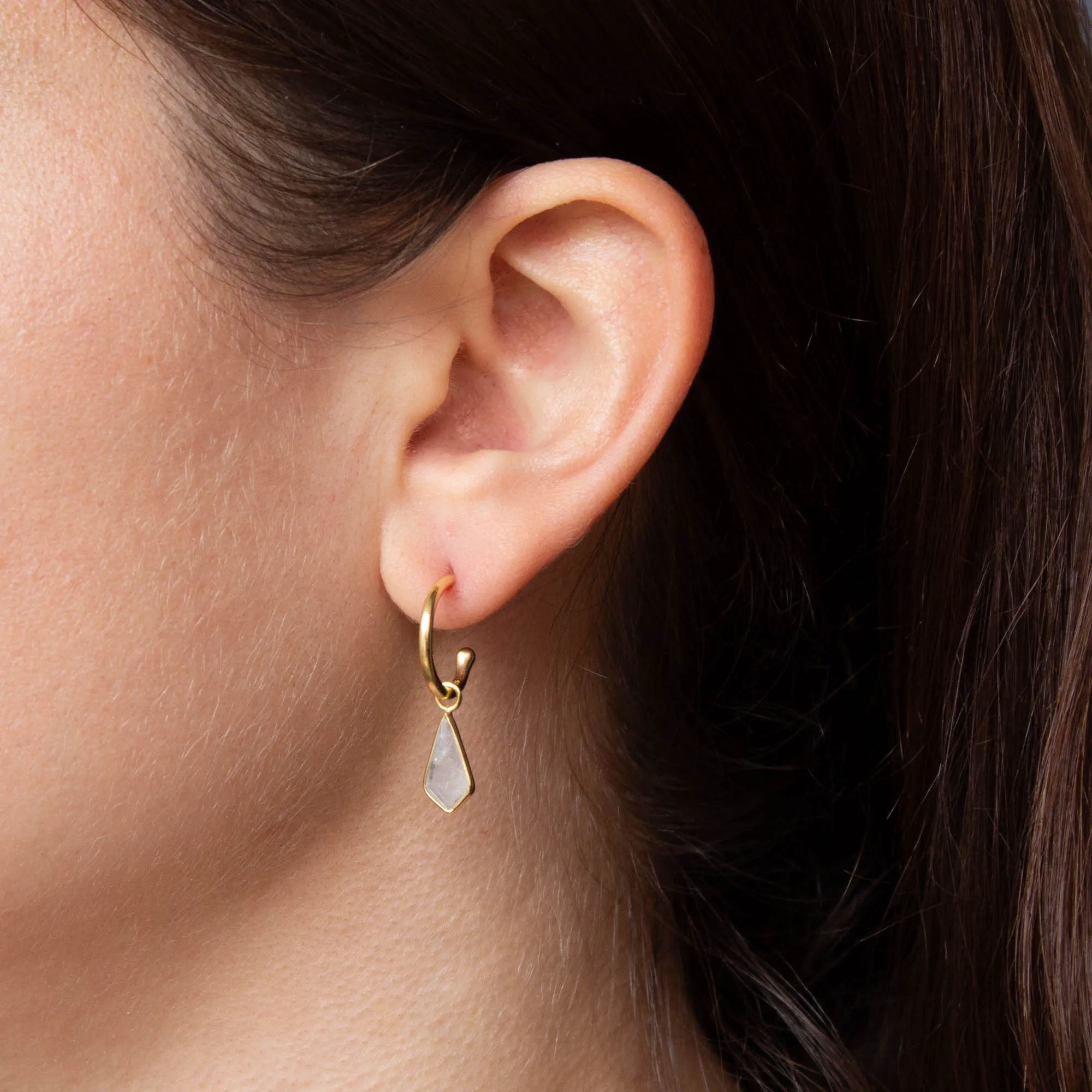 Gold and Gemstone Kite Charm Hoops