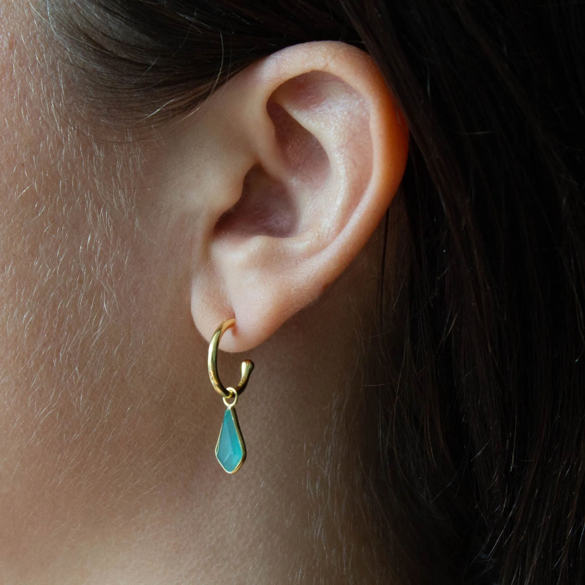Gold and Gemstone Kite Charm Hoops