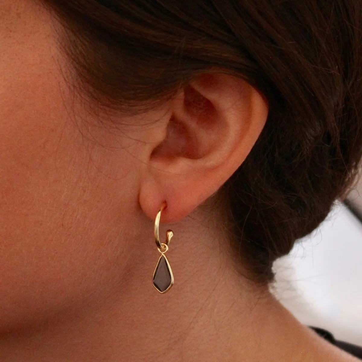 Gold and Gemstone Kite Charm Hoops